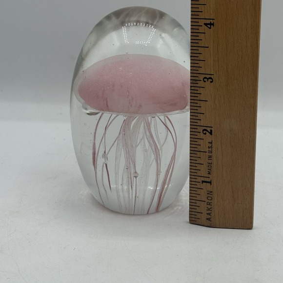 Dynasty Gallery Pink Jellyfish Heavy Art Glass Paperweight w Sticker 4" - Picture 2 of 6